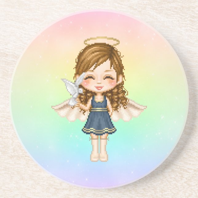 Blue Angel Pixel Art Sandstone Coaster (Front)