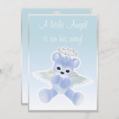 Blue Angel Teddy Bear Baby Shower Invitation (Front/Back)
