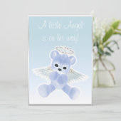 Blue Angel Teddy Bear Baby Shower Invitation (Standing Front)