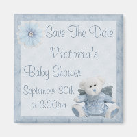 Blue Angel Teddy Bear Save the Date Baby Shower