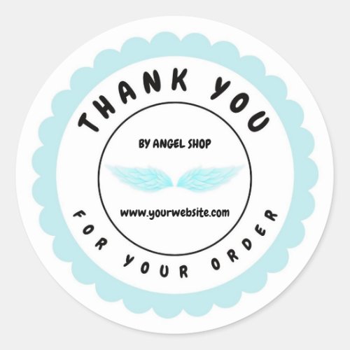 Blue Angel Wings Circle Customize Classic Round Sticker