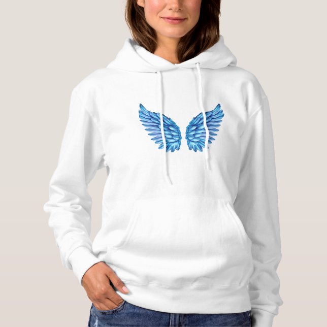 Blue Angel Wings Design Hoodie (Front)