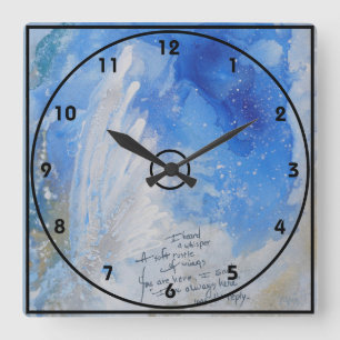 Blue Angel wings, softly present watercolor Canvas Square Wall Clock