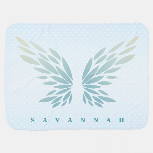 Blue Angel Wings Sweet Dreams Baby Blanket (Horizontal)