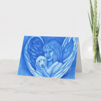 Blue Angel with Puppy Dog Greeting Card