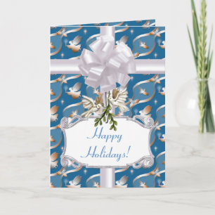 Blue Angels and Doves Holiday Card