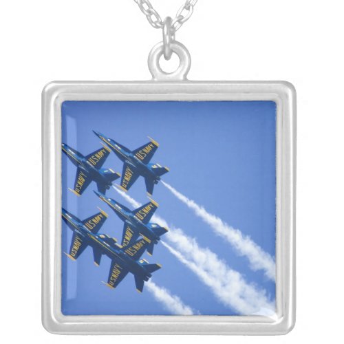 Blue Angels flyby during 2006 Fleet Week Silver Plated Necklace
