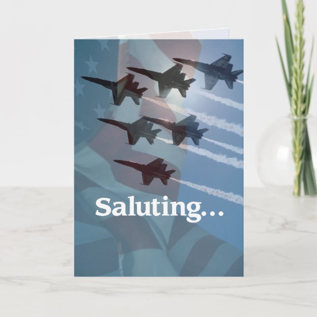 Blue Angels Salute Letterpress Thank You Card (Front)