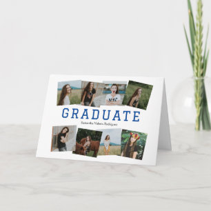 Blue Angled Eight-Photo Grad Invitation