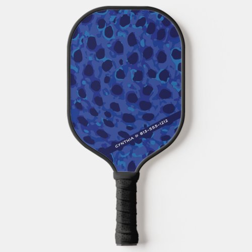 Blue Animal Leopard Print Designer Personalized Pickleball Paddle