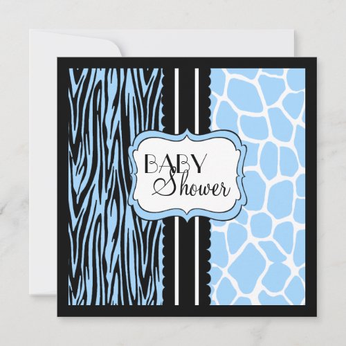 Blue Animal Print-Baby Shower Invitation