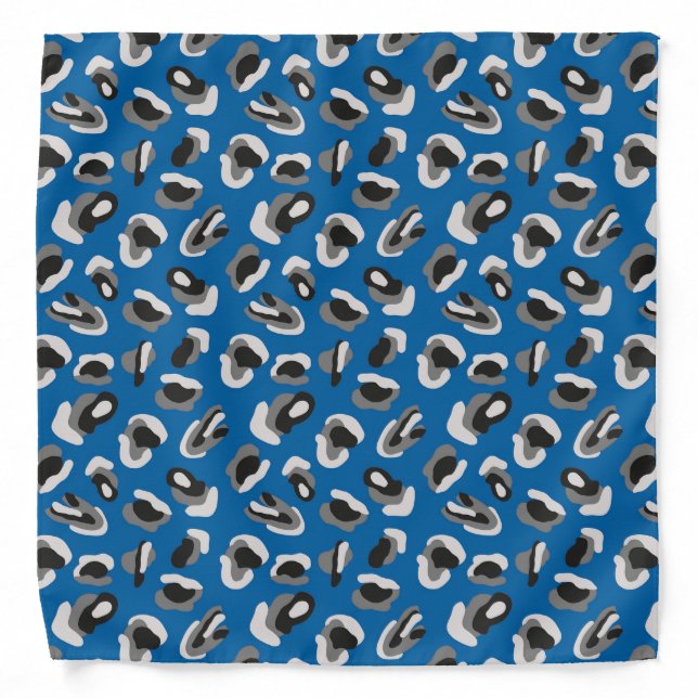 Blue Animal Print / Camo Pet Bandana (Front)
