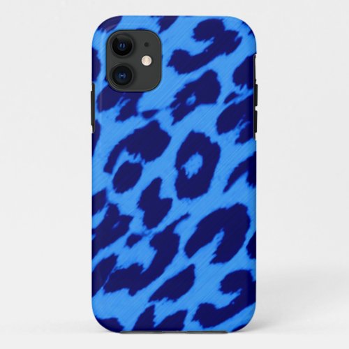 Blue animal print fur skin of leopard 2 iPhone 11 case