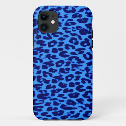 Blue animal print fur skin of leopard iPhone 11 case