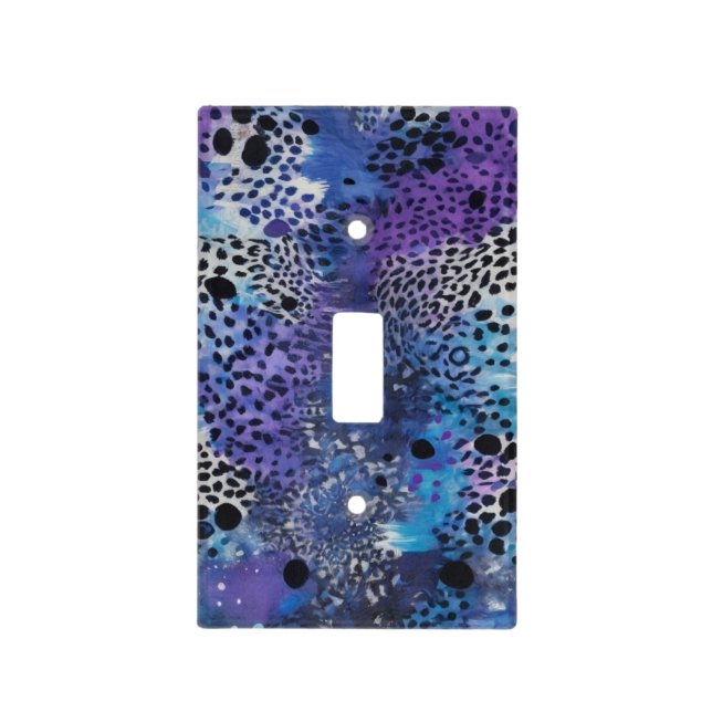 Blue Animal Print Light Switch Cover (Front)