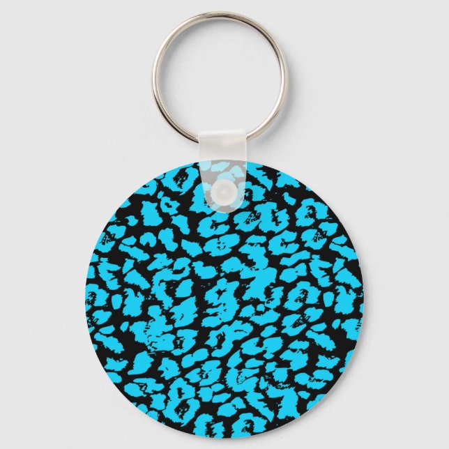 Blue Animal Spots Abstract Keychain (Front)