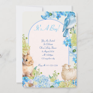 Blue animals baby boy baby shower save the date