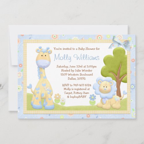 Blue Animals Baby Shower Invitation