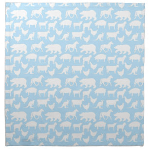 Blue Animals Farm Horse Chicken Pig Napkin