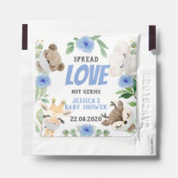 Blue Animals With Masks Boy Baby Shower Favors Hand Sanitizer Packet