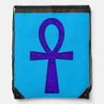 Blue Ankh Drawstring Backpack