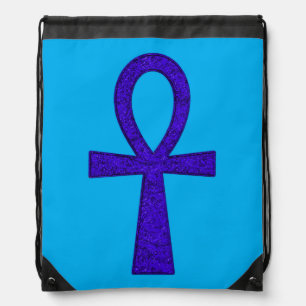 Blue Ankh Drawstring Backpack