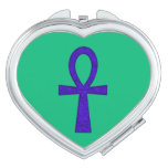 Blue Ankh Heart Compact Mirror