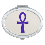 Blue Ankh Oval Compact Mirror