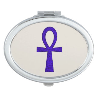 Blue Ankh Oval Compact Mirror