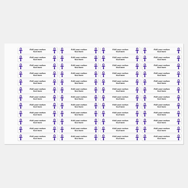 Blue Ankh Rectangle Clothing Label (Sheet)