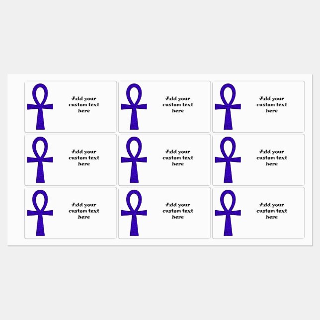 Blue Ankh Rectangular Clothing Labels (Sheet)