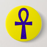 Blue Ankh Round Button