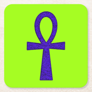 Blue Ankh Square Paper Coaster