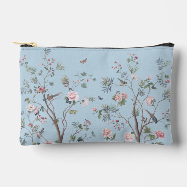 Blue antique floral pattern    accessory pouch (Front)
