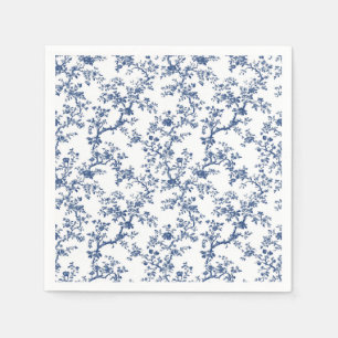 Blue Antique Floral Toile Garden Party Paper Napki Napkins
