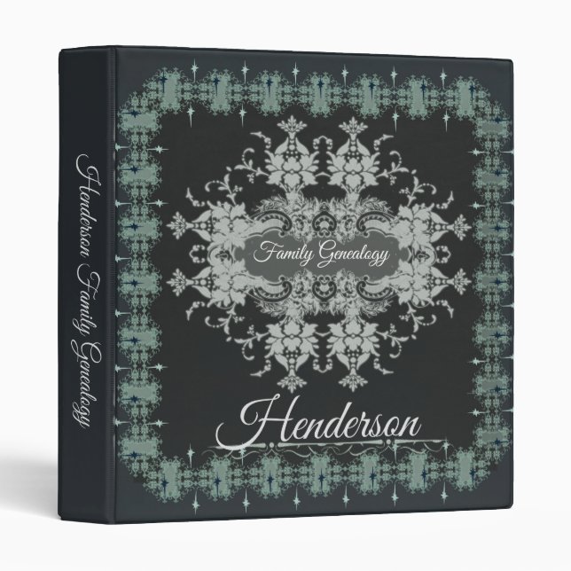 Blue Antique Genealogy Family Tree Album 3 Ring Binder (Front/Spine)