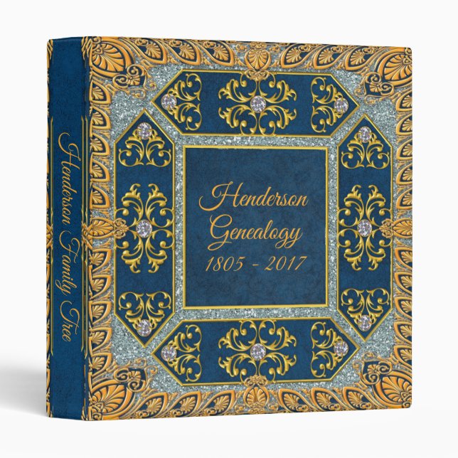 Blue antique Genealogy Family Tree Binder Album (Front/Spine)