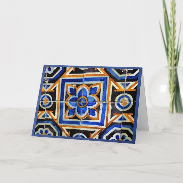 Blue antique Portuguese house tiles Card (Front)