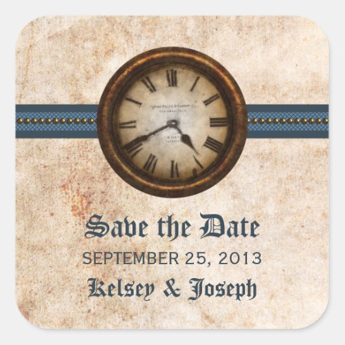 Blue Antique Save the Date Stickers