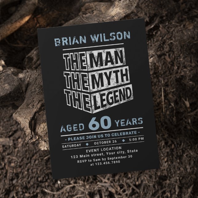 Blue Any Age The Man The Myth The Legend Birthday Invitation (Blue Any Age The Man The Myth The Legend Birthday Invitation)