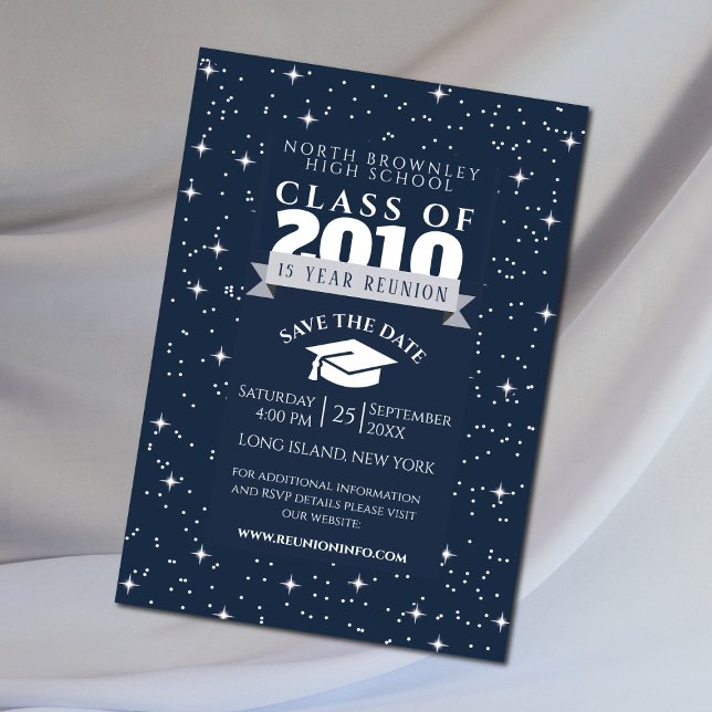 Blue Any Year Class Reunion Design Invitation (Elegant blue school or class reunion design)