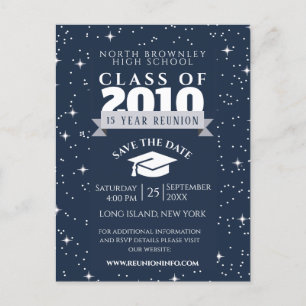 Blue Any Year Class Reunion Design Invitation Postcard