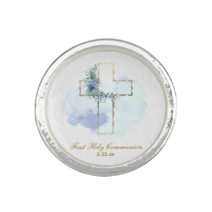 *~* Blue AP35 Communion Christian Confirmation Rin Ring