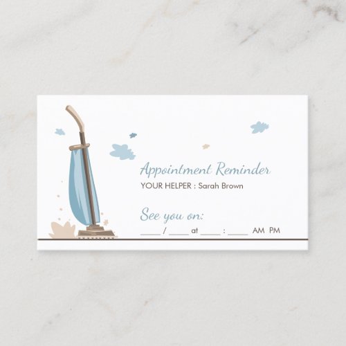 Blue Appointment Reminder House Cleaning Business Card