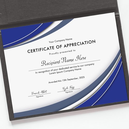 Blue Appreciation Certificate