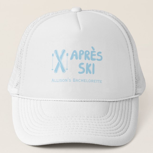 Blue Apres Ski Bachelorette Party Hat (Front)