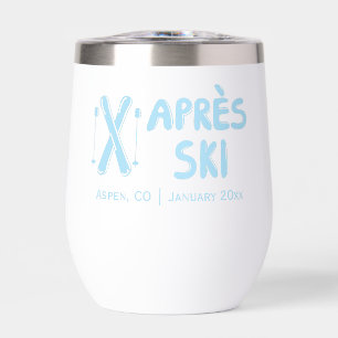 Blue Apres Ski Bachelorette Party Thermal Wine Tumbler