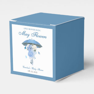 Blue April Showers Bring May Flower Baby Shower Favor Boxes