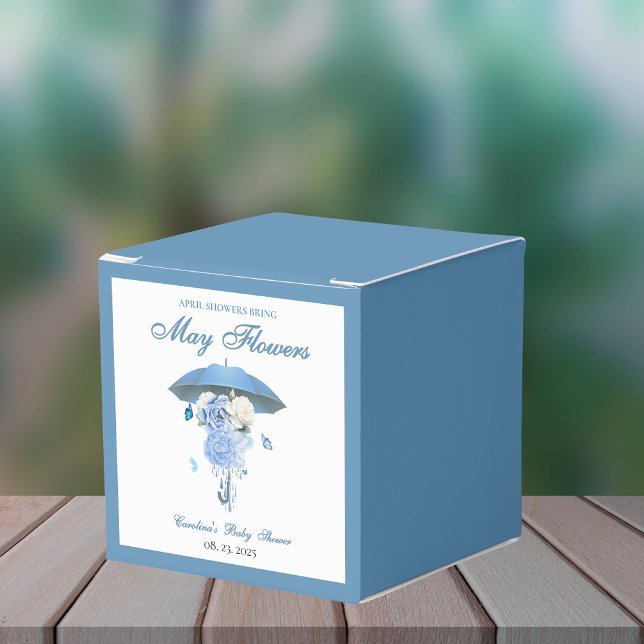 Blue April Showers Bring May Flower Baby Shower Favor Boxes (Creator Uploaded)