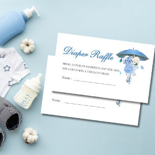 Blue April Showers Bring May Flowers Diaper Raffle Enclosure Card